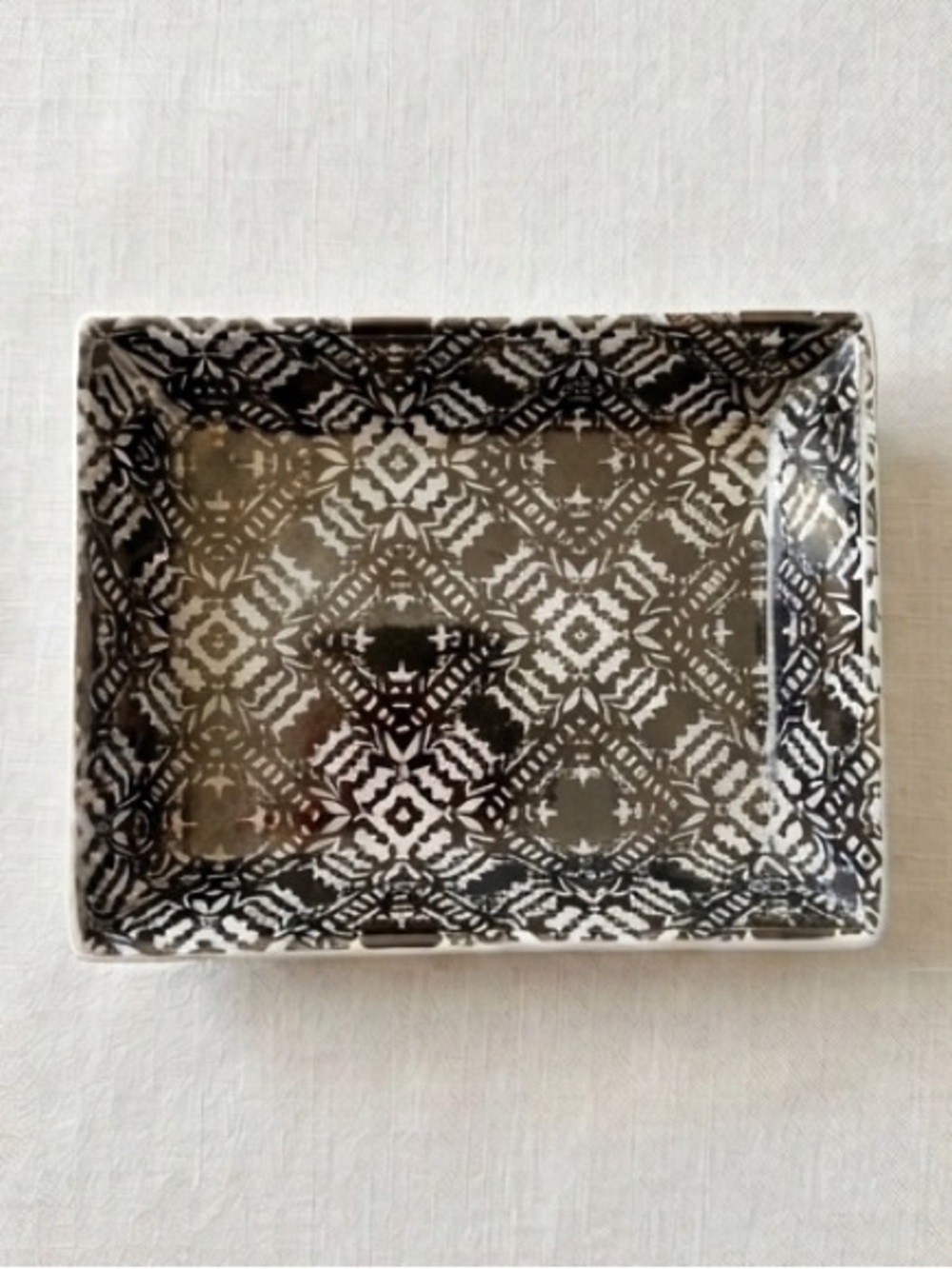 J. Crew Black & White Geometric Ceramic Vanity Tray